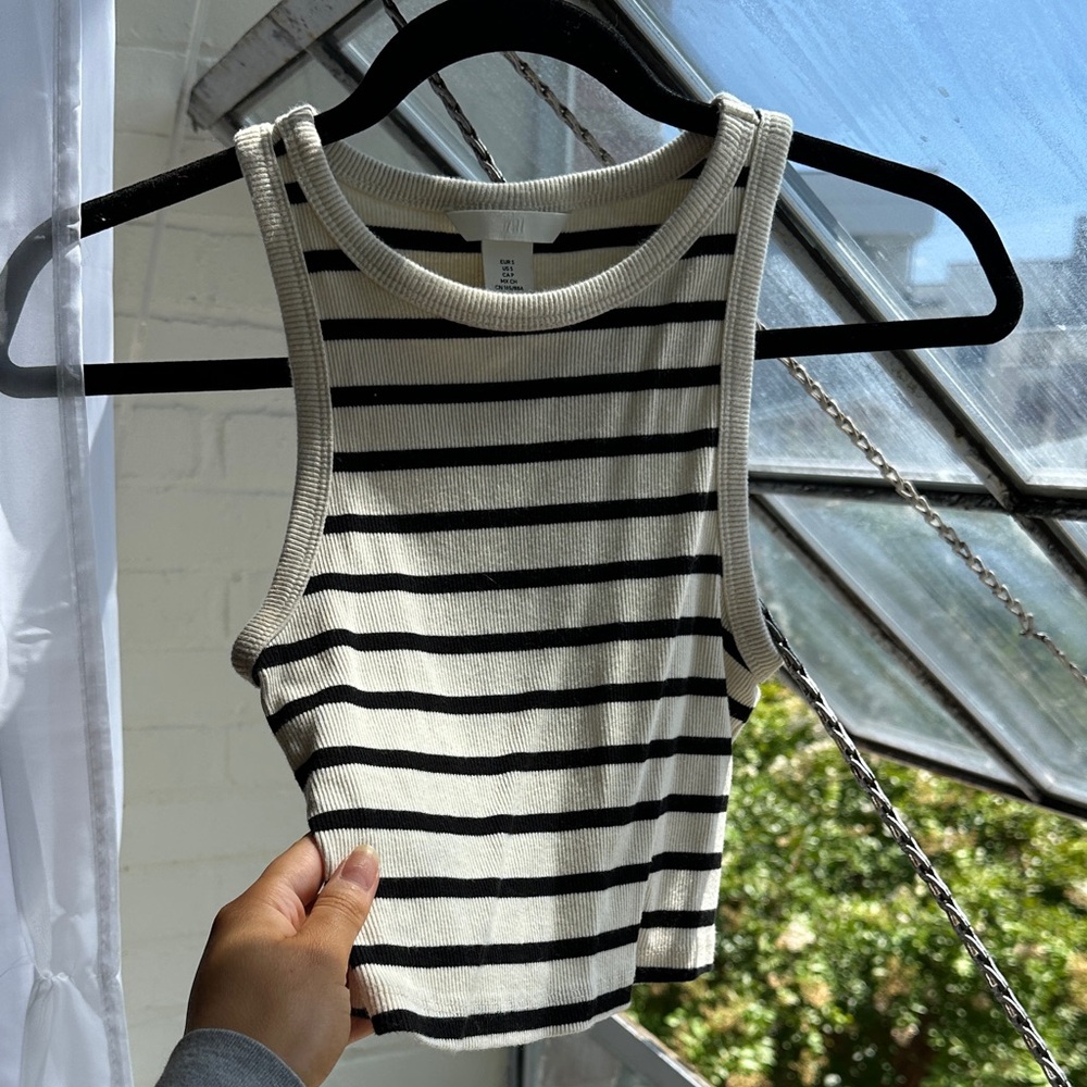H&M Black and White Striped Tank Top